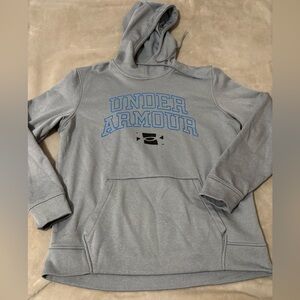 Under Armour Light Gray Hoodie with Blue Logo
